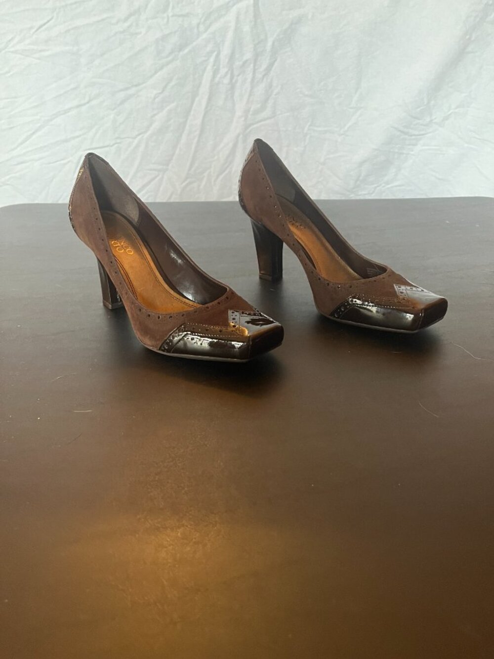 Franco Sarto Size 8.5M Brown Leather Heels